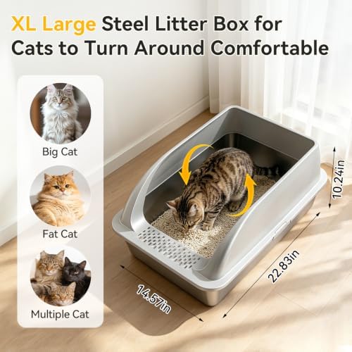 2 Pack XL Stainless Steel Litter Box - Image 2
