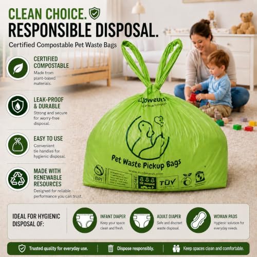 Certified Compostable XL Pet Waste Bag Plant-Based Cat Litter Bags Cornstarch - Image 6