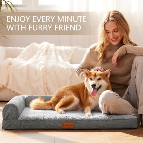 Patas Lague Orthopedic Large Dog Bed Washable Pet Sofa Bed 56''X40''Grey - Image 3
