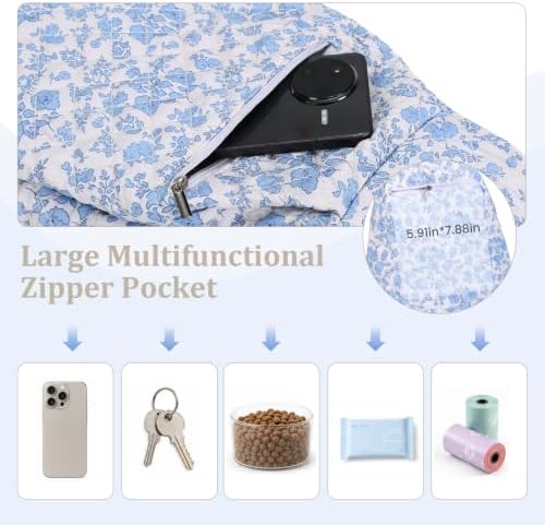 Quilted Small Dog Carrier Bag Floral Dog Sling Carrier - Image 6