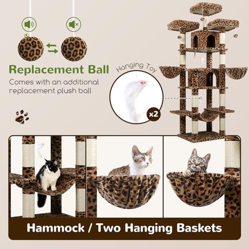 Globlazer Big XXL Cat Tower for Indoor Multiple Cats, Leopard Print - Image 6