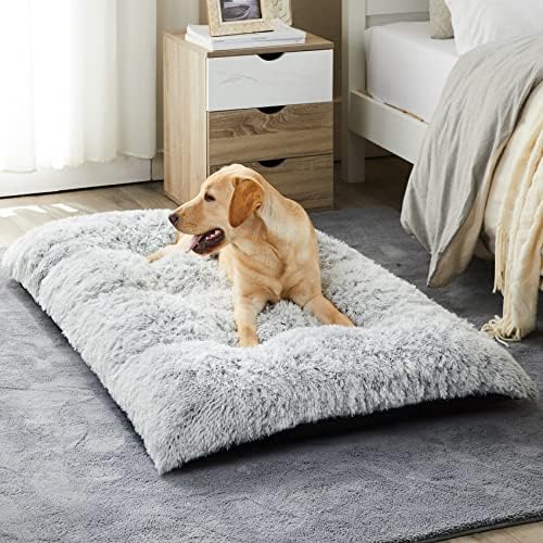 BFPETHOME Dog Beds for Large Dogs, Plush Dog Crate Bed Fluffy Cozy Kennel Pad by BFPETHOME