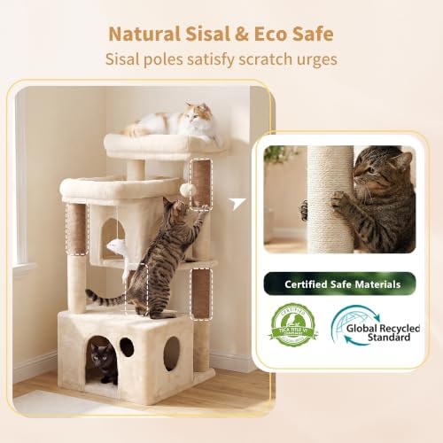 Heybly 34.6" Cat Tree Anti-Tipping Floor Cat Condo - Image 4