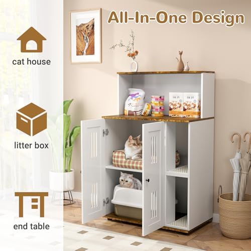 Yafylly Litter Box Enclosure for 2 Cats, Double Litter Box Enclosure - Image 4