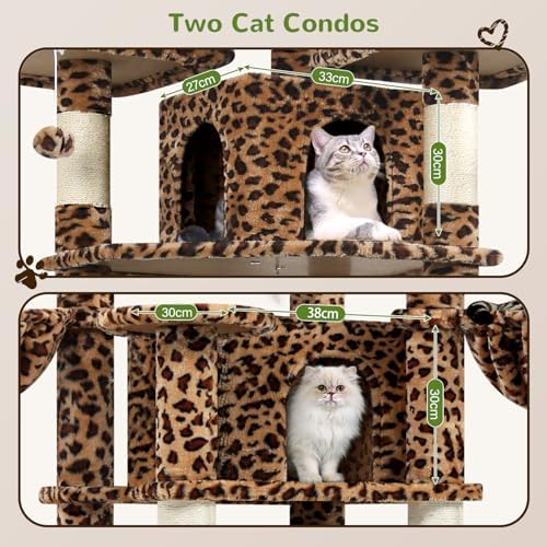 Globlazer Big XL Cat Tower for Indoor Multiple Cats, Leopard Print - Image 3