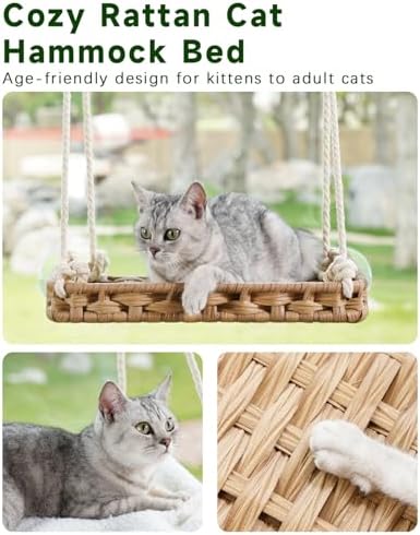 SETVSON Cat Window Perch 2 Pack, Handwoven PE Rattan Hammock - Image 3