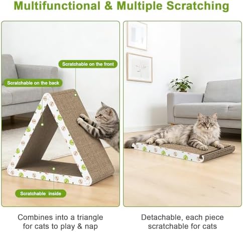 TIMHAKA Triangle Cat Scratcher, 6 Usable Sides Scratching Pads - Image 6