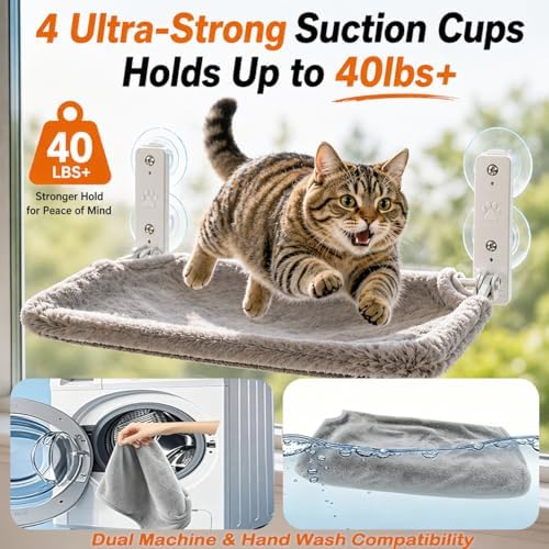 Cordless Cat Window Perch, Foldable Stable Cat Hammock, Breathable - Image 6