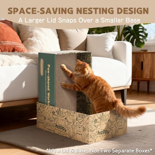 6 Pack Cat Scratch Pad with Nested Boxes, Space-Saving Cat Scratcher Set - Image 5