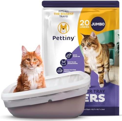 Pettiny 20 Jumbo Litter Box Liners by Pettiny