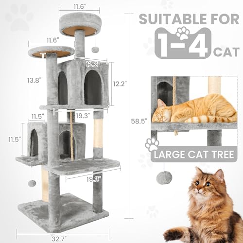58.5inch Large Cat Tree Tower Condo - Image 4