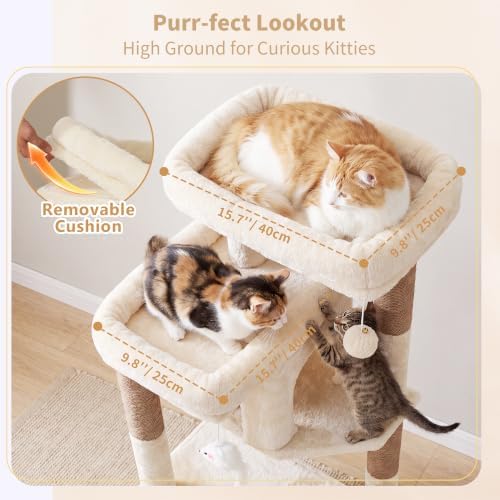 Heybly 34.6" Cat Tree Anti-Tipping Floor Cat Condo - Image 2