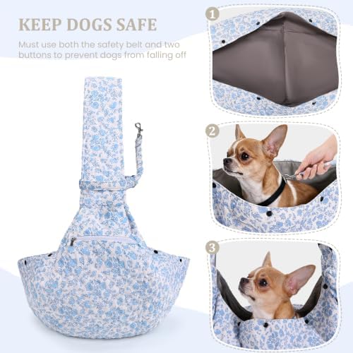 Quilted Small Dog Carrier Bag Floral Dog Sling Carrier - Image 4