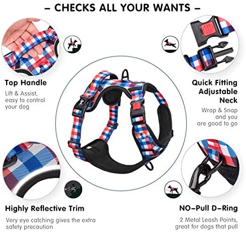 PoyPet Plaid Dog Harness Large, No Pull Vest - Image 2