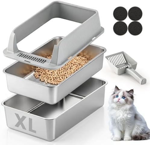Stainless Steel Sifting Litter Box by TIUUBT