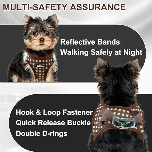 AIITLE Step in Medium Dog Harness and Leash Set, Pet Vest, Chocolate L - Image 6