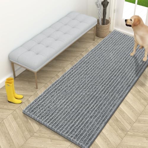 OLANLY Dog Door Mat for Muddy Paws 59x24, Ultra-Absorbent Chenille Mud Mat by OLANLY