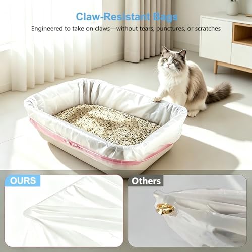 Drawstring Cat Litter Box Liners, 2 Mil Thick Claw Resistant Cat Pan Liner) - Image 5