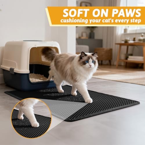 Pieviev Kitty Litter Mat, Double-Layer Waterproof Design - Image 4