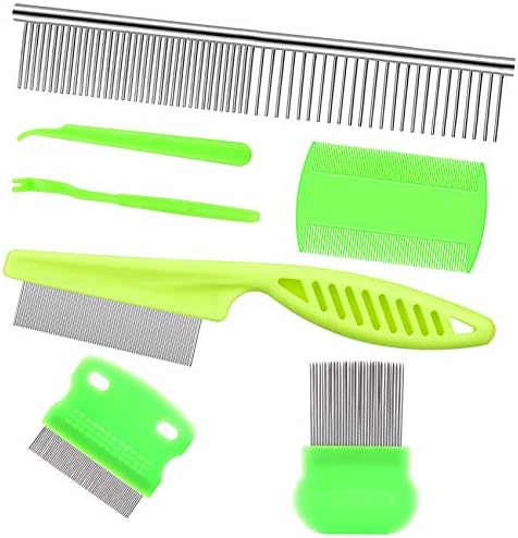 Lamoutor 7Pcs Pet Flea Comb Fine Tooth Comb and Pet Stainless Steel Combs by Lamoutor