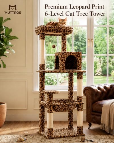 MUTTROS Leopard Cat Tree, 56.3" Cat Tower - Image 2