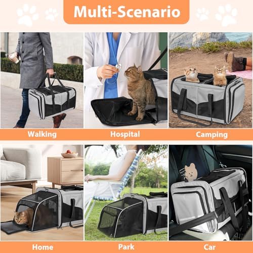 Large Cat Carrier for 2 Cats, Expandable - Image 2