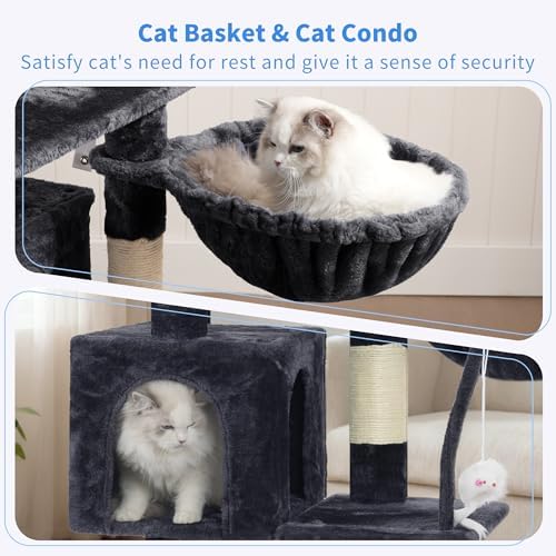 Heybly Cat Tree with Toy, 43.3 inch Cat Tower - Image 3