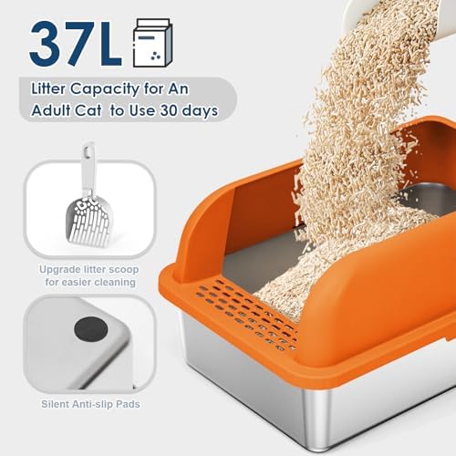Suzzipaws XL Enclosed Stainless Steel Cat Litter Box - Image 3