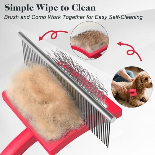 2PCS Slicker Brush for Dogs & Pet Comb, Professional Dog Grooming Brush - Image 5