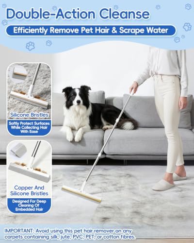Carpet Rake for Pet Hair Removal, Reusable Hair Remover Broom - Image 6