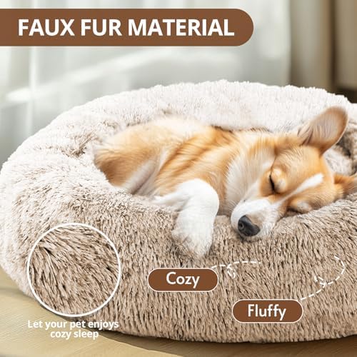JOLLYVOGUE Calming Dog Bed Medium Size Dog, Anti-Anxiety Donut Medium Pet Bed - Image 2