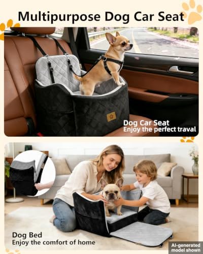 Dog Car Seat for Small Dogs Up to 35 lbs, Dog Bed for Car Fits Home Outdoor - Image 3