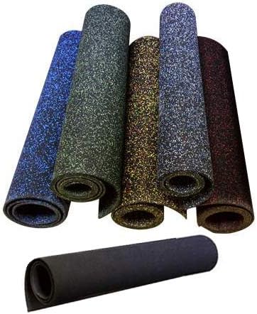 American Floor Mats 1/4in (7mm) Thick 10% Blue/Grey 4' x 30' Heavy Duty Rubber Rolls, Protective Exercise Mats, Home Gym Rubber Flooring