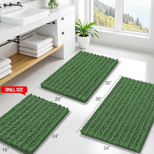 Smiry Bathroom Rugs 24X16, Extra Soft Rubber Backing Chenille Bath Mats - Image 2