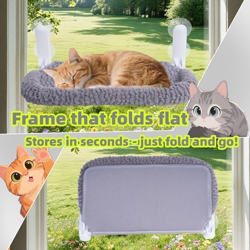 AIWIKIDE Cat Window Perch with Cushion Rim, Easy Install Bracket, Portable Wall - Image 7