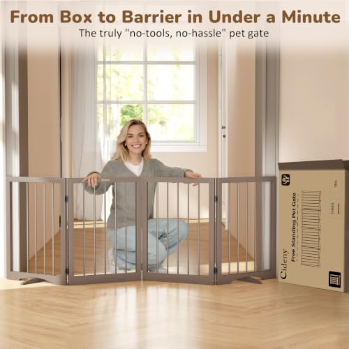 Free Standing Dog Gate Indoor, Foldable Dog Gate - Image 4