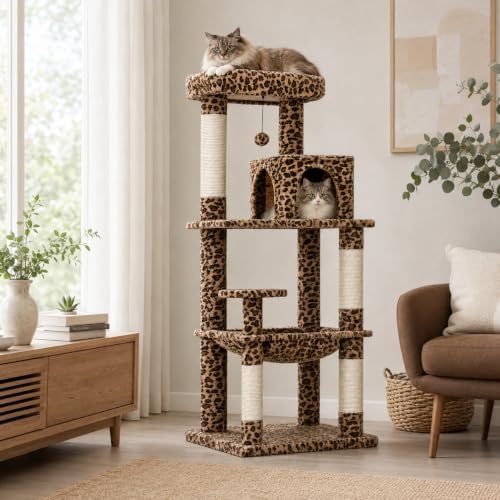MUTTROS Leopard Cat Tree, 56.3" Cat Tower by MUTTROS