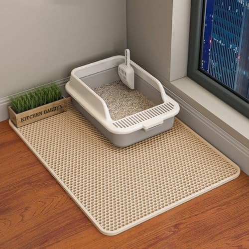 Cat Litter Mat, Double Layer Cat Litter Box Mat by HCY%26WLD