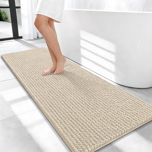 OLANLY Thick Chenille Bathroom Runner Rugs 47x20, Absorbent Bath Mat by OLANLY