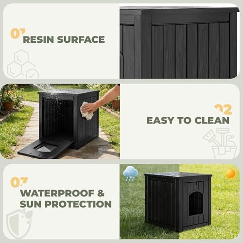 Cat Litter Box Enclosure, Enclosed Cat Litter Box Raised Floor, Openable Front - Image 3