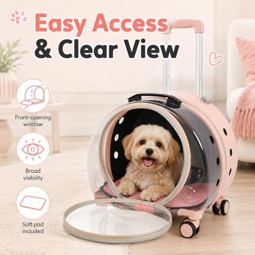 Clear Rolling Pet Carrier, Breathable Cat Carrier - Image 2