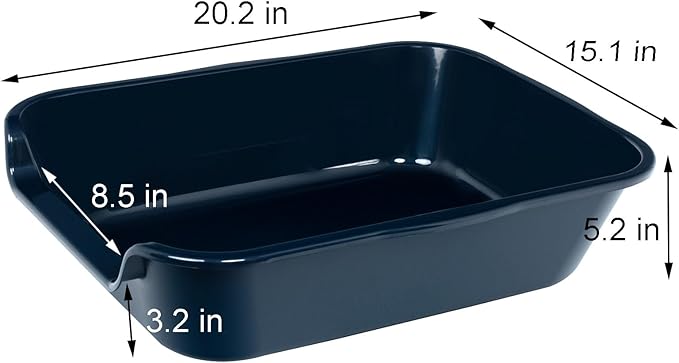 1 Pack of Extra Large Cat Litter Box (ABS Material), Low Entry Senior Litter Pen for Geriatric Kitty Big Cats, Jumbo Pet Safe Litter Boxes Tray for Pets Potty (Dark Blue, 20" L x 15.5" W)