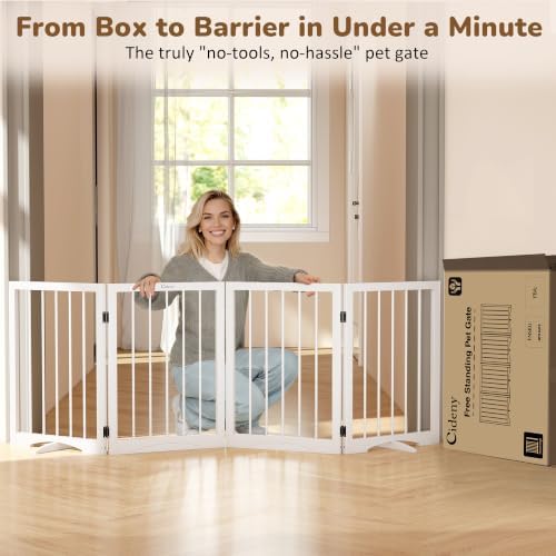 Free Standing Dog Gate Indoor, Foldable Dog Gate - Image 4