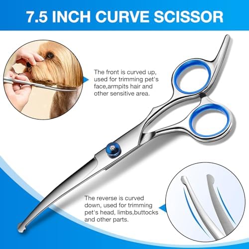 Dog Grooming Scissors Curved Shears Set Rounded Trimming Scissors - Image 4