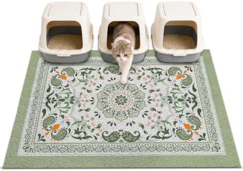 Unicorn Catcher 40"x30" Cat Litter Mat Non-Slip Washable Litter Box Mat by UnicornCatcher