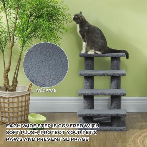 PawHut 25" 4-Step Multi-Level Cat Scratching Post Gray - Image 3