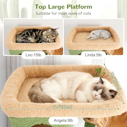 Globlazer Cactus Large Cat Tree, 80 inch Tall Climbing Tower - Image 3