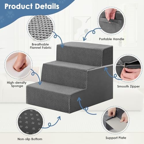 DUMOS Dog Stairs for Small and Medium Dogs, 3-Step Pet Steps - Image 4