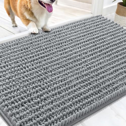OLANLY Dog Door Mat for Muddy Paws 34x21, Ultra-Absorbent Chenille Mud Mat by OLANLY