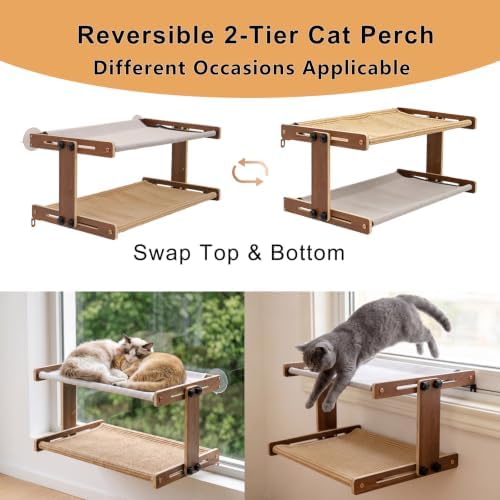 Marchul 2-Tier Cat Window Perch, Window Mount Suction Cup Cat Hammoc - Image 2